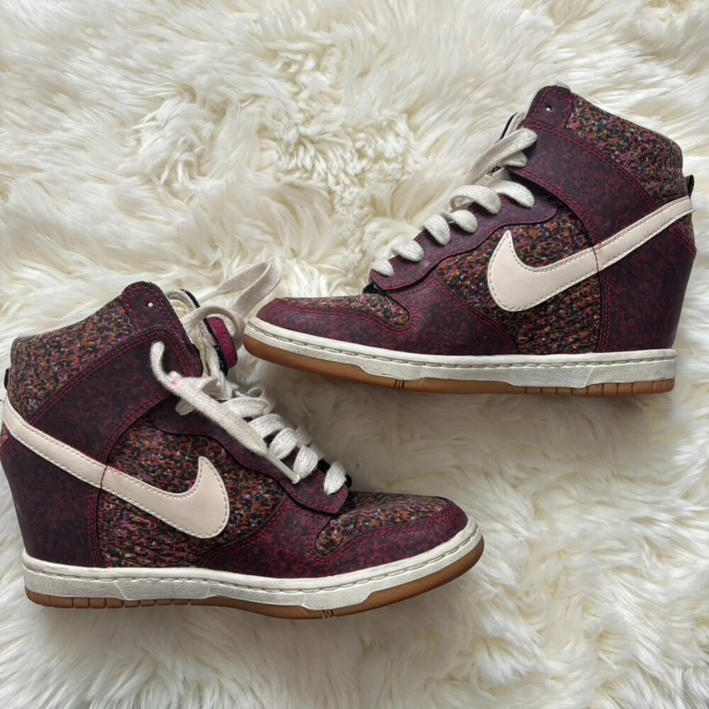 Like NEW Nike Dunk Sky Hi Hidden Wedge Heel High Liberty Digital Floral Pink Gum